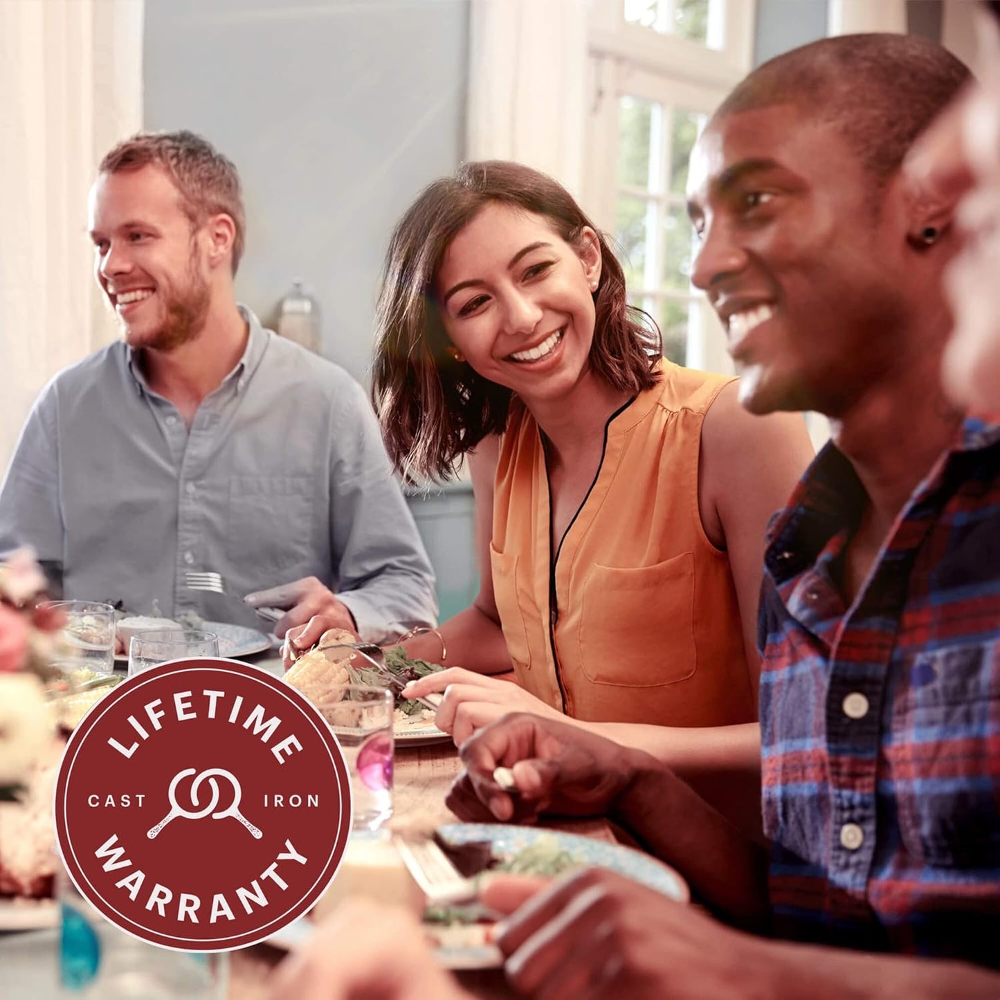 Cuisinel Cast Iron Dutch Oven - 7-Quart Deep Pot + Lid + Pan Scraper + Handle Covers - Large Pre-Seasoned Cooker for Baking Bread, Soup, Frying - Indoor/Outdoor Kitchen, Camping, Fire, BBQ Safe