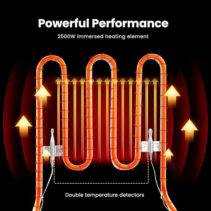 VIVOHOME 2500W 10.6 QT Electric Deep Fryer with 6.3 QT Removable Basket, Temperature Adjustable 140-392℉