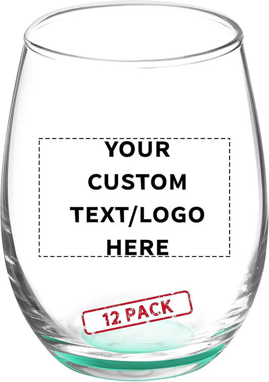 Custom Stemless Wine Glasses by ARC 5.5 oz. Set of 12, Personalized Bulk Pack - Perfect for Hotel, Bar, Restaurant or Lounge - Green