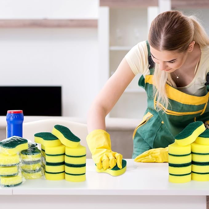 Tanlade 480 Pcs Individually Wrapped Sponges Kitchen Bulk Non Scratch Scouring Sponges for Dishes Household Cleaning Travel Apartments Hotel Car