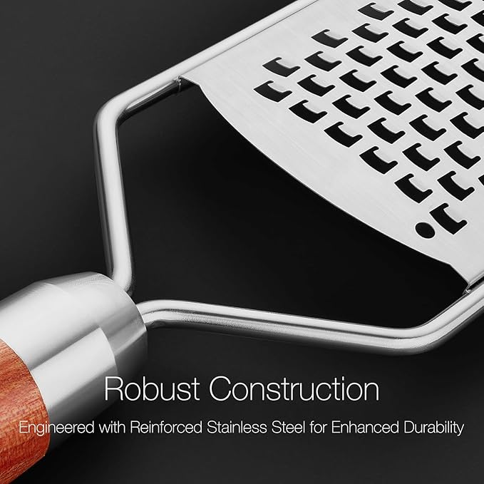 Professional-Grade Lemon Zester with Ultra-Coarse Blades, Heavy-Duty Cheese/Vegetable Grater, Solid Wood Handle Design - Rust-Resistant Durable, Essential Kitchen Tool (A1)