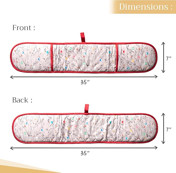 Maison d' Hermine Double Oven Mitt 100% Cotton Heat Resistant Cooking Gloves with Loop, Baking Barbeque, Handling Hot Pan, Fairy Christmas - Thanksgiving/Christmas (7 Inch x 35 Inch)