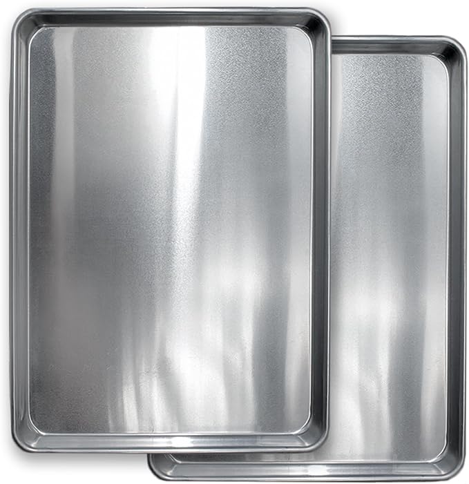 Commercial Quality Cookie Sheet Pan - 2 Pack Aluminum Half Sheet Baking Pan by Saffron & Sage Home Living - This 18x13 Baking Sheet Set is Rust & Warp Resistant, Heavy Duty, of Thick Gauge