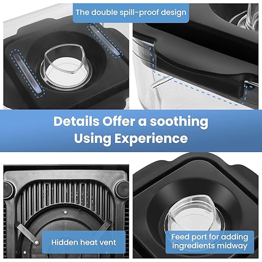 SYBO Commercial Professional Blender With Quiet Shield, Self-Cleaning, Dishwasher safe, Heavy-Duty 1400W High-Speed 28000RPM, 48oz/1.5pt, for Juice, Ice Shakes, Smoothies