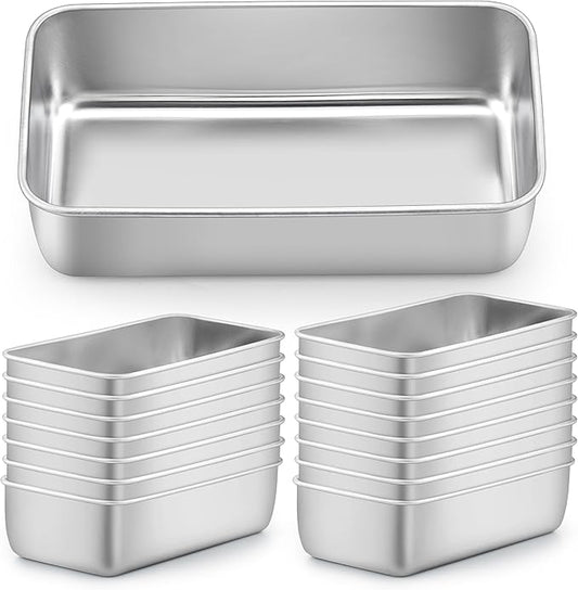 LIANYU 16 Pack 9x5 Inch Loaf Pans for Bread Baking, Stainless Steel Bread Baking Pans, Small Loaf Tins for Homemade Brownies and Pound Cakes, Dishwasher Safe