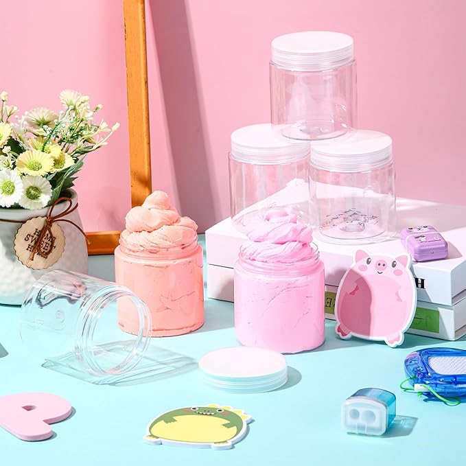 SATINIOR 6 Pack 5 oz Plastic Jars Containers with Lids Wide-mouth Refillable Leakproof Reusable Round Empty Jars for Travel Cosmetic Dry Food SpiceCandy Cookie Home Kitchen Organizing (Clear)