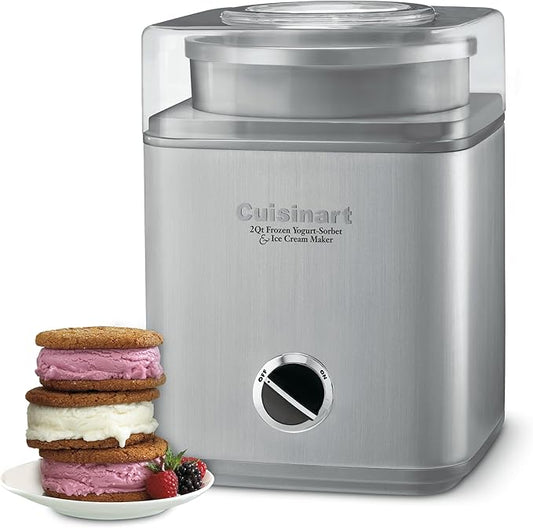 Cuisinart Ice Cream Maker Machine, 2-Quart Ice Cream, Sorbet and Frozen Yogurt Machine, Fully Automatic Double-Insulated Freezer Bowl Makes Frozen Desserts in Under 30 Minutes, ICE30BCP1, Silver