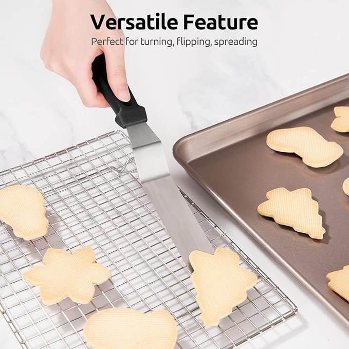 Icing Spatula, U-Taste Offset Spatula Set with 6", 8", 10" Blade,Stainless Steel Angled Cake Decorating Frosting Spatula Set of 3 (Black)