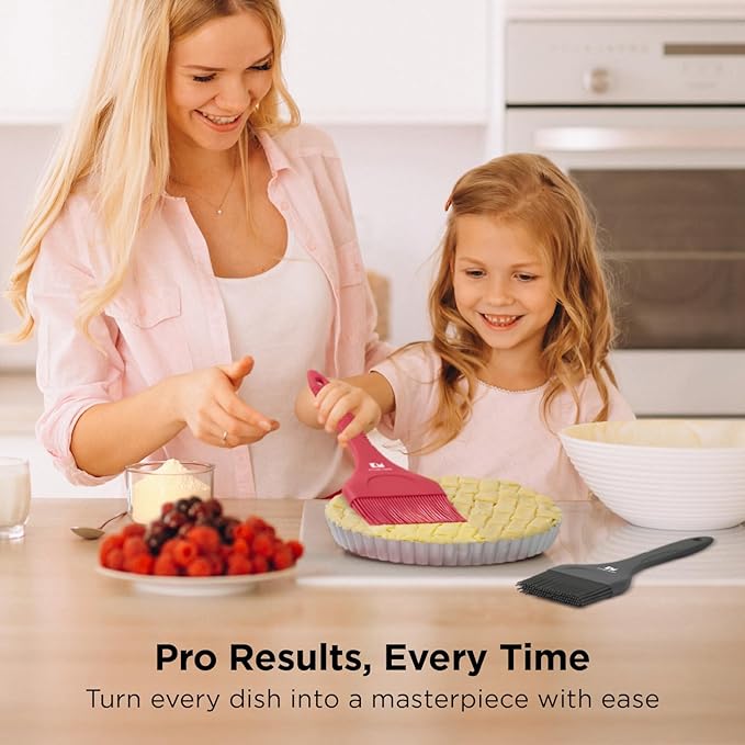 Kitchen Mama Platinum Silicone Extra Wide Pastry & Basting Brush Utensil Set – Heat Resistant, Dishwasher Safe, BBQ Grilling, Cooking, Baking, Perfect For Outdoor, and Butter, Egg Wash, Oil and Sauce