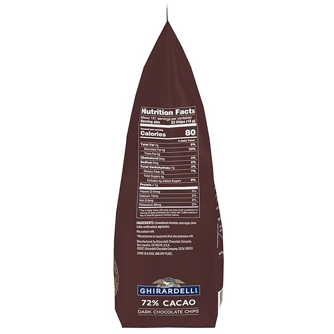 Ghirardelli Chocolate Company 72% Cacao Dark Chocolate Chips, 5lb. Bag (Pack of 2)