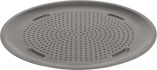 GoodCook AirPerfect 14" Insulated Nonstick Carbon Steel Pizza Pan with Cutting Guides, Perforated Nonstick Pizza Pan, Gray