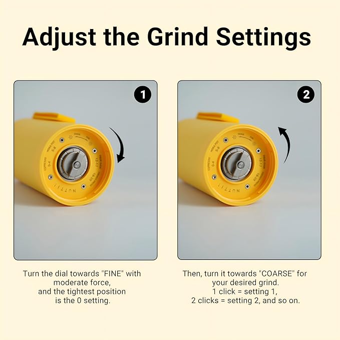 Nuttii Burr Coffee Grinder – Electric, Portable, Small, Quiet Adjustable Conical Burr Mini Coffee Bean Mill, 20 Grind Settings for Espresso, Pour-Over, French Press Moka for Home Use (Sunshine Yellow)