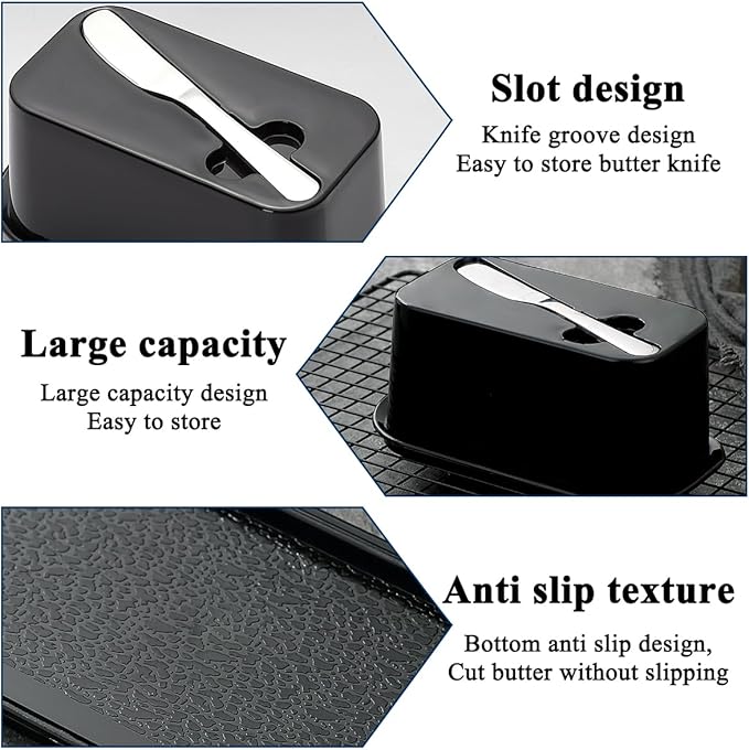 Evanda Butter Dish with Lid for Countertop and Refrigerator Door Shelf with Butter Spreader Knife, Butter Keeper, Plastic Butter Holder Tray Container for West/East Coast Butter