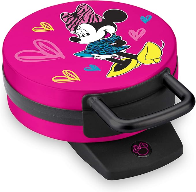 Disney Minnie Mouse Waffle Maker by Select Brands - Premium Minnie Mouse Kitchen Accessory - Kitchen Appliance for Disney Lovers - 7" Waffles, Pink