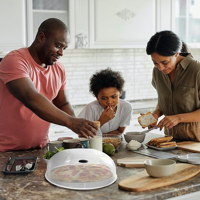 Microwave Cover for Food, Large Microwave Plate Cover Guard Lid with Steam Vents Keeps Microwave Oven Clean, 11.5 Inch BPA Free & Dishwasher Safe-2PCS Grey
