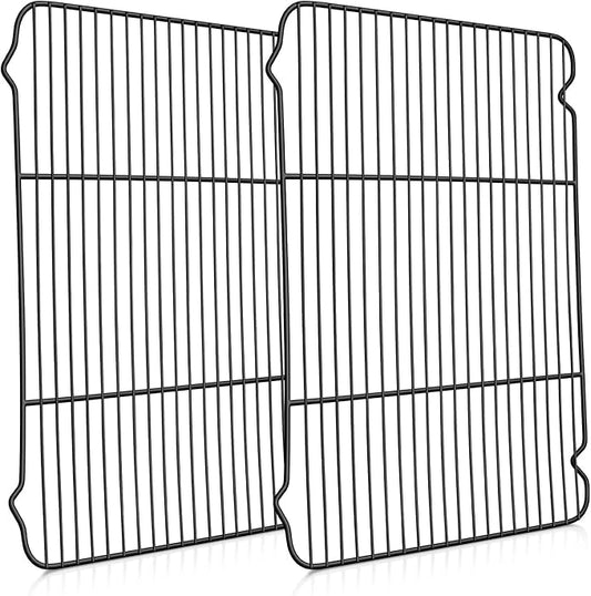 P&P CHEF Cooling Baking Rack Pack of 2, Stainless Steel Cooling Racks for Cooking Baking Roasting Grilling Drying, Dense Wires & Smooth Edge, Easy to clean, Black, 16.6" x 11.5"