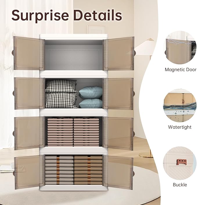 YUFER 480QT (4Packs, 120QT) Stackable Storage Bins with Lid - Heavy Duty Storage Shelves, Large Plastic Containers with Secure Lids for Closet, Bathroom, Garage & Home Organization