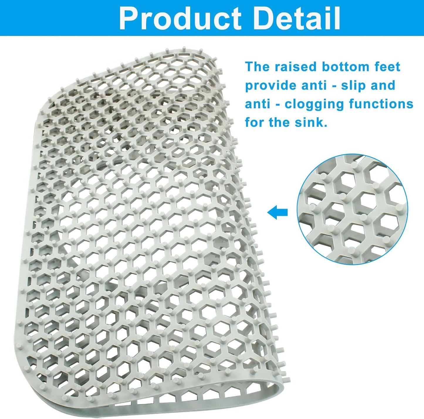 2 Pack Heat-Resistant Sink Mats, Rear Drain Non-Slip Kitchen Sink Protectors, Folding Farmhouse Mats, Large Silicone for Bottom of Kitchen Farmhouse