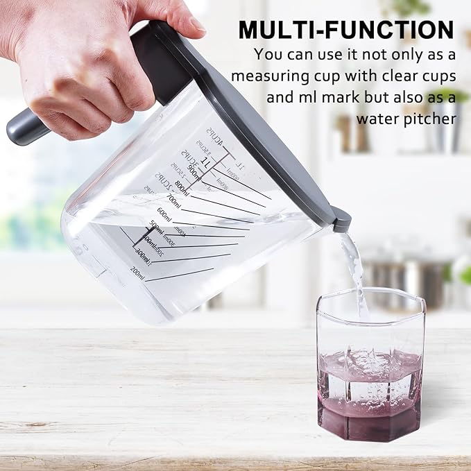 19 Pieces Measuring Cups and Spoons set, Includes 10 Stackable Measuring Cup with Lid and 9 Magnetic Measuring Spoons, Tablespoon for Liquid and Dry, BPA Free, Dishwasher Safe (Black)