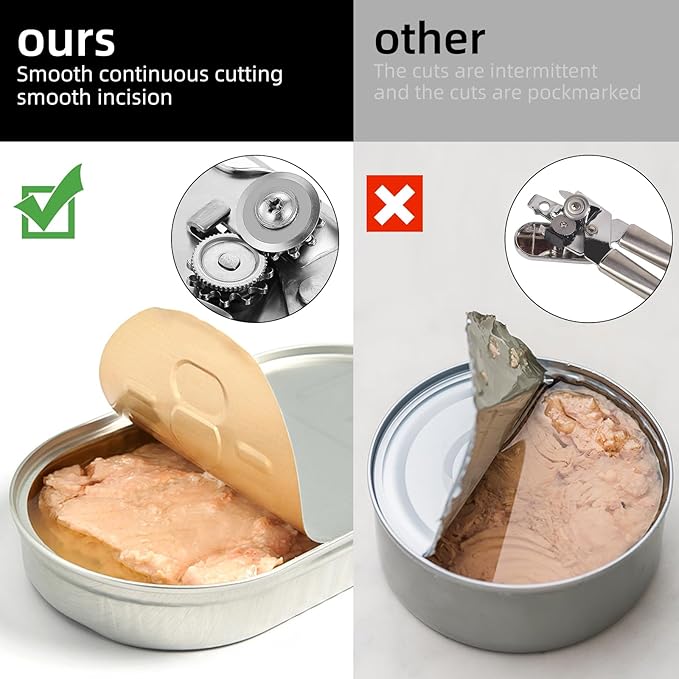 Multi-function Manual Can Opener Bottle Opener, Oversized Hand-held Easy Rotary Knob, Safe Cut Can Opener with Non-Slip Handle, Smoother Cut Sharp Blade for Seniors Kitchen Tool, White