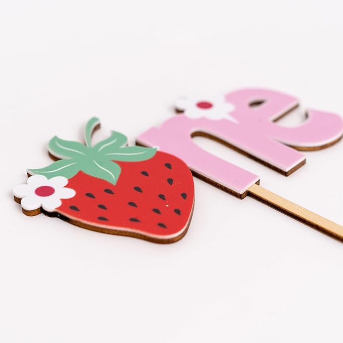 Strawberry One Cake Topper - Berry First Birthday Cake Topper, Berry Sweet One Birthday Cake Decoration for Party, Anniversary, Cake Smash, Photo Props...