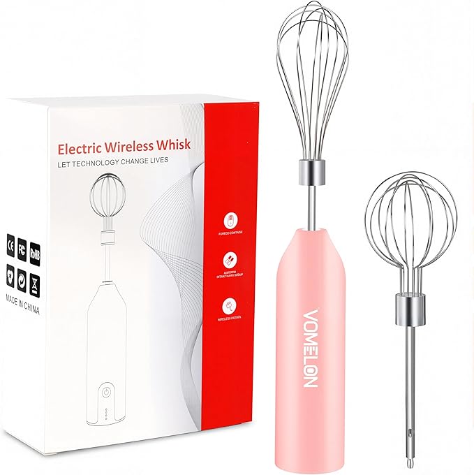 Electric Egg Beater Whisk, USB Charging Mixer, Three-Speed Adjustment, Suitable for Whisking Eggs, Cream, Sauce, Jam Supplements and More, Pink