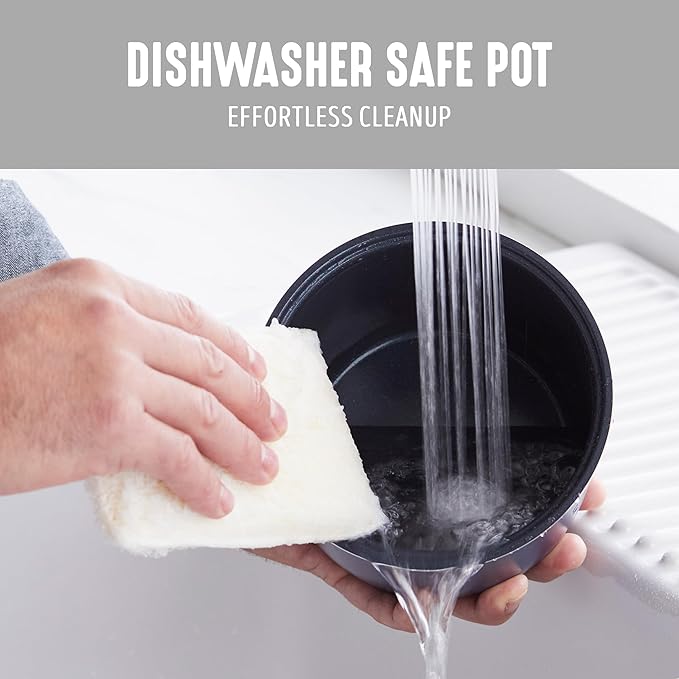 GreenLife Digital Rice Cooker, 2-Cups Uncooked/4-Cups Cooked, Removable Nonstick Ceramic PFAS-Free Pot, One-Touch Presets, Oats, Quinoa, Brown Rice, Auto Keep Warm, Fuzzy Logic Tech, 1.5 QT, White