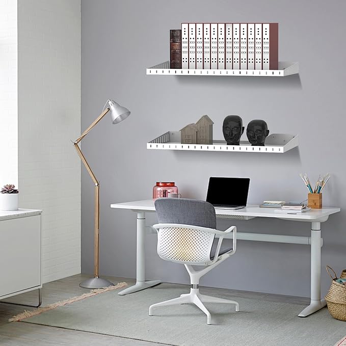 PEKGRIL 2 Pack Garage Wall Shelf, 1X2 Ft Heavy Duty Garage Shelving, Wall-Mounted Storage Shelves for Laundry Room, Closet, Holds Up to 150 Lbs, White