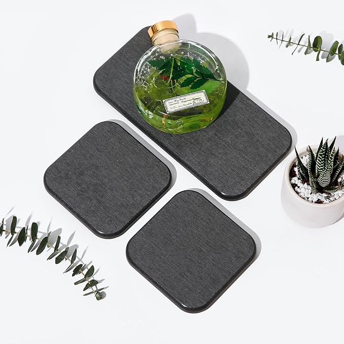 3PCS Water Absorbing Diatomaceous Earth Tray for Sink, Fast Drying Soap & Toothbrush Holders for Bathroom Counter, 1 Stone Tray, 2 Stone Coasters