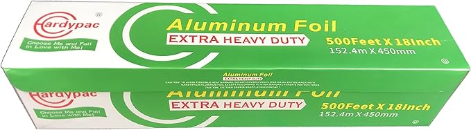 Superior Extra Heavy Duty Aluminum Foil Roll, 750SQFT, 30micron More 35% Thicker Than Heavy Duty, 18 Inch Width x 500 Feet Length, Commercial, Food Service Industry, Grilling, Catering, Roast, BBQ