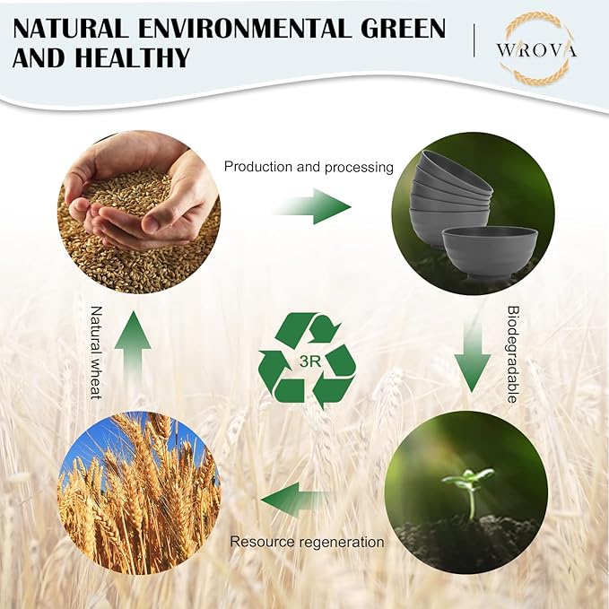 Wheat Straw Bowls Set 60 OZ Unbreakable Large Cereal Bowls Set of 6 Microwave and Dishwasher Safe Bowls Big Bowls for Apartment and Dorm BPA Free Soup Bowl for Serving Oatmeal and Salad (Deep Gray)