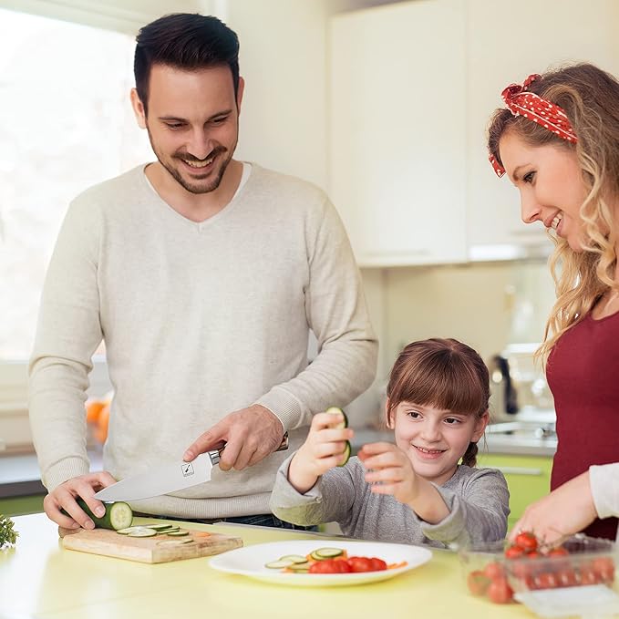 imarku Chef Knife - Pro Kitchen Knife 8 Inch Chef's Knives Japanese SUS440A Stainless Steel Sharp Paring Knife with Ergonomic Handle, Orange Handle, Gifts for Men and Women