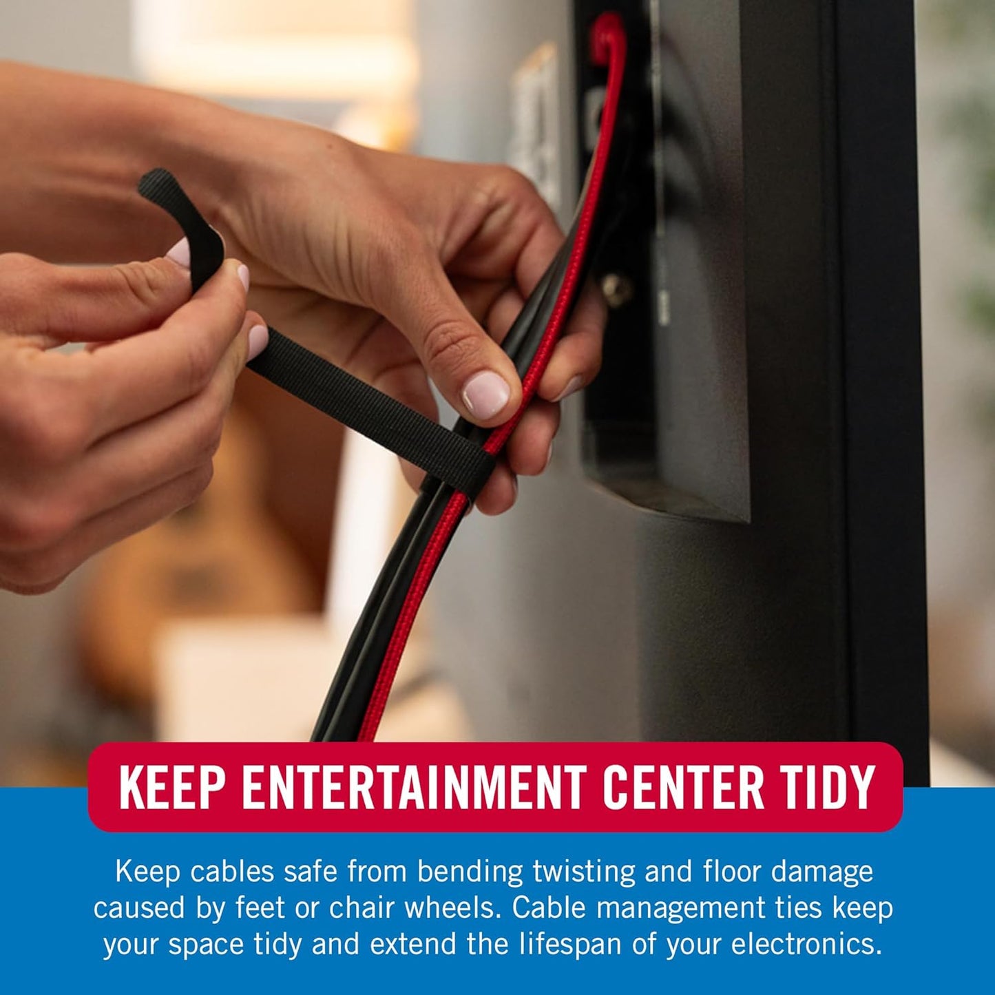 VELCRO Brand Reusable Cable Ties, 100 Pack 6 Inch Cable Management Ties, Cord Wraps for Electrical Cords, Black