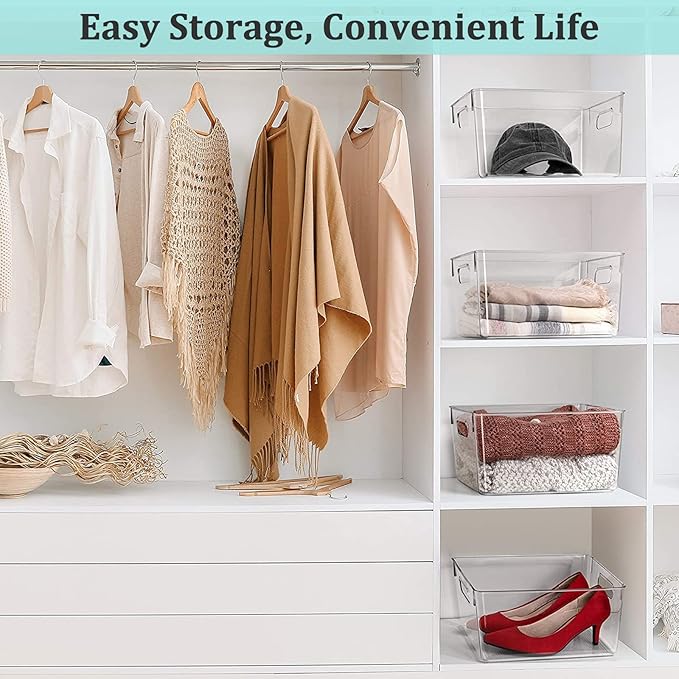 Fridge Organiser Set, Transparent Storage Box Organiser, Stackable, Organiser Boxes for Fridge, Cupboard, Pantry, Snacks, Cans, Kitchen, 11.5 x 8 x 6 inch