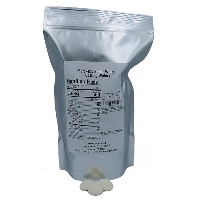 MERCKENS Coating Wafers, Melting Chocolate, Super White, 2 Pound Package