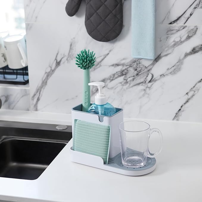 Amazon Basics Kitchen Sink Organizer/Sponge Holder, Large, White