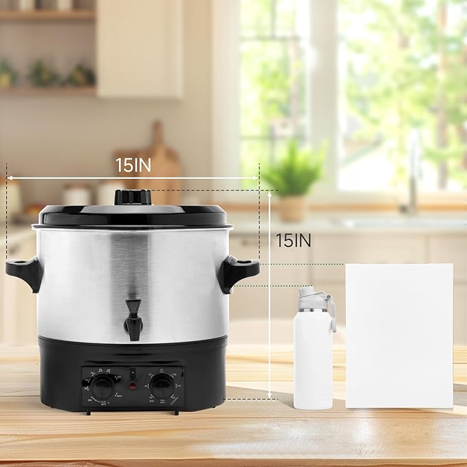 14.5QT Electric Water Bath Canner, 1500W Electric Canning Pot for Home Canning, Preserving Jars, Slow Cooking & More - Adjustable Temp & Timer, Safe & Easy-to-Use Electric Canner for Beginners & Pros