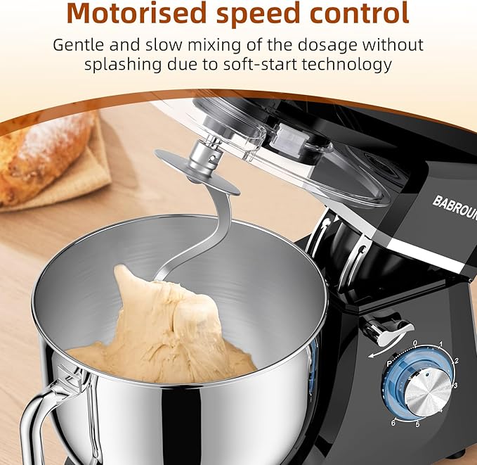 8.45 QT Stand Mixer - 660W 6 Speed Large Capacity Kitchen Electric Mixer with Whisk Dough Hook Mixing Beater Household Food Mixer for Baking Cakes Cookie Bread Salad (Black)