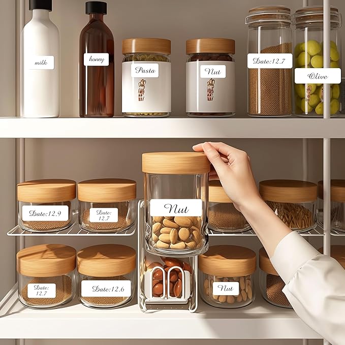 STARLIBOO White Removable Labels, Removable Colored Labels Stickers, Self-Adhesive Rectangular Stickers Water/Oil/Tear Resistant for Storage/Classroom/Home (2 Size, 300 Labels)