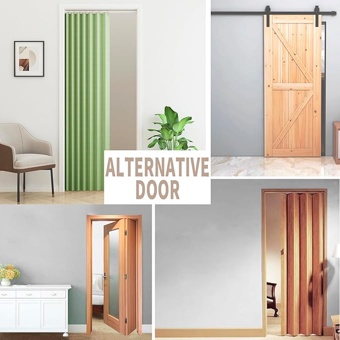Vatge Closet Curtain for Open Closet - Green Door Curtains for Doorways Accordion Style Door Curtains for Doorway and Folding Closet Door Cover,1 Panel with Tieback, W39 x L78, Green