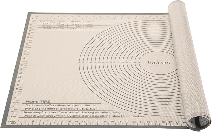 Silicone Pastry Mat 36x24 Inch - Nonstick Baking Mat Perfect for Dough, Pastry, Pie Crust, Fondant, Bread, Cookies, Pasta, Pizza