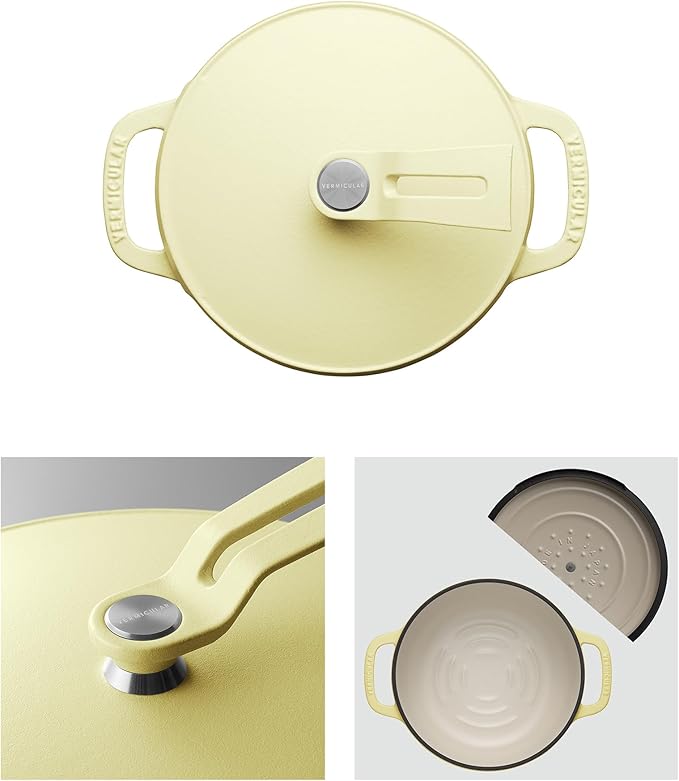 Vermicular Oven Pot 2.0 | Lightweight Enameled Cast Iron Pot | 14cm (1 Qt) | Non-Toxic | Induction-compatible | Dutch Oven | Made in Japan | Matte Chamomile Yellow