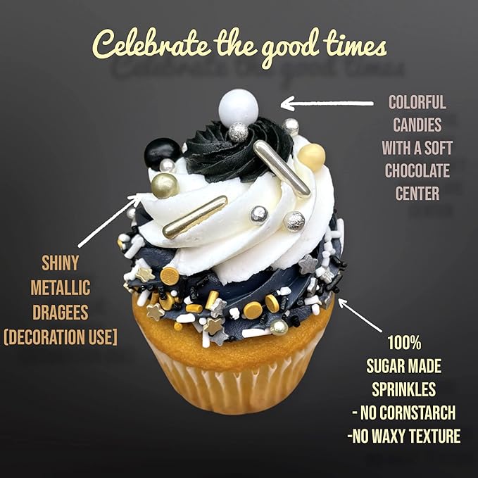 Sprinkles | 4 oz | Gold and silver sprinkles | Metallic sprinkles | New year sprinkles | Glamour sprinkles | Sprinkle mix | Manvscakes