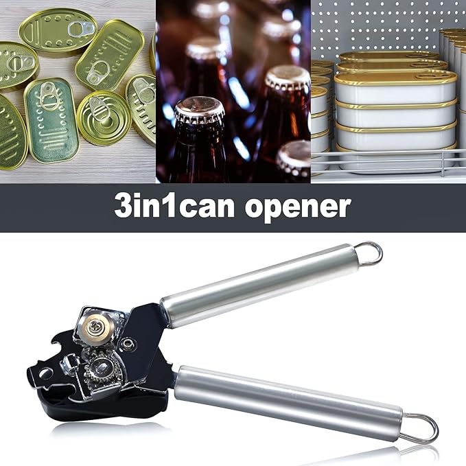 BYVOV Stainless Steel Can Opener Manual with Smooth Edge Heavy Duty Handle Easy Turn 9- Inch