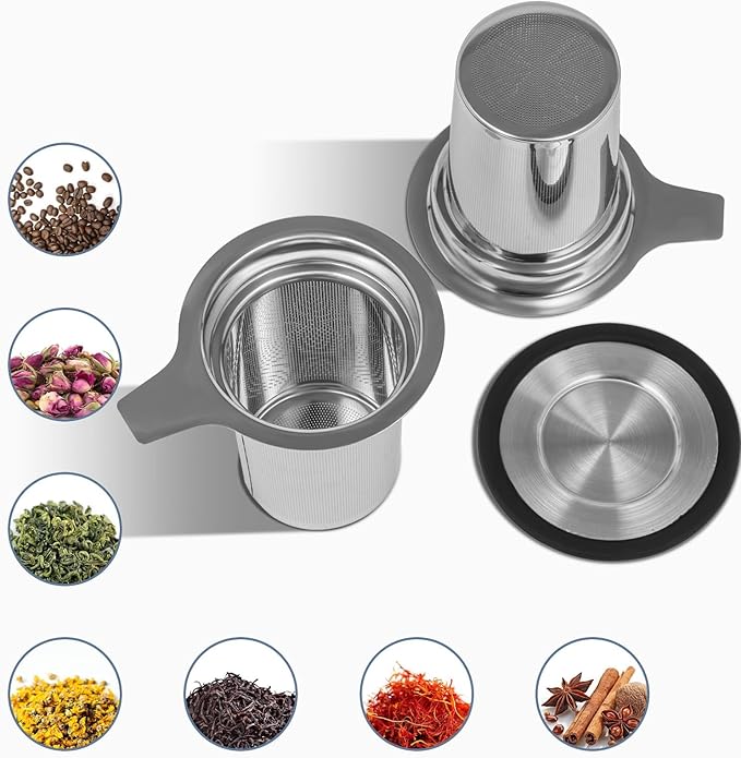 PARACITY Tea Infuser for Loose Leaf Tea, Loose Leaf Tea Infuser with Handles, Tea Strainer Extra Fine 18/8 Stainless Steel, Tea Strainer for Teapots, Mugs, Cups to Steep Loose Leaf Tea（2 Pack)