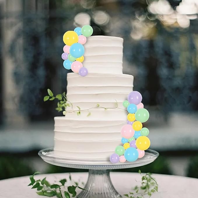 BEISHIDA 40 Pcs Foam Ball Cake Toppers with Sticks Mini Cake Decorations for Birthdays, Weddings, Baby Showers, DIY Baking Supplies, Anniversary Party (Pastel Color)