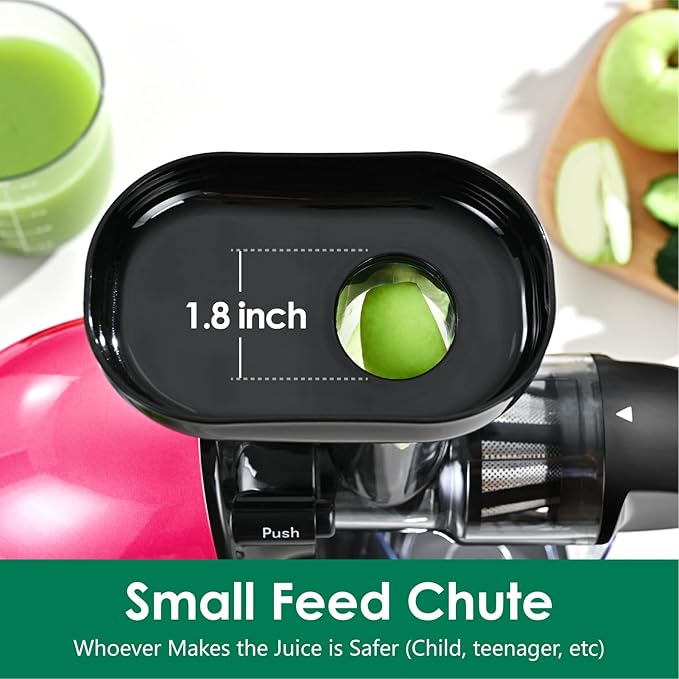Slow Masticating Juicer,Brecious Cold Press Juicers with 2 Speed Modes & Quiet Motor,Juicers Machines Vegetable and Fruit with Reverse Function,Celery Juicer,BPA-Free,Easy to Clean (Pink)
