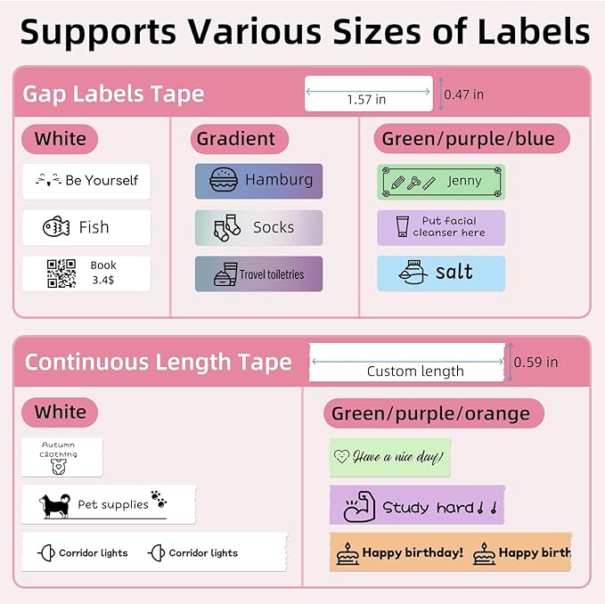 ORGSTA S001 Label Maker Machine with Tape, Portable Bluetooth Label Maker for Home and Office Organization, Thermal Label Printer Mini Sticker Maker with Multiple Templates, Pink