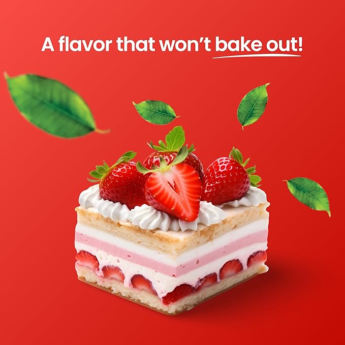 LorAnn Oils Strawberry Bakery Emulsion: True Essence, Ideal for Boosting Fruit Tones in Cakes, Cookies & Desserts, Gluten-Free, Keto-Friendly, Extract Substitute Essential for Your Kitchen, 4 Oz