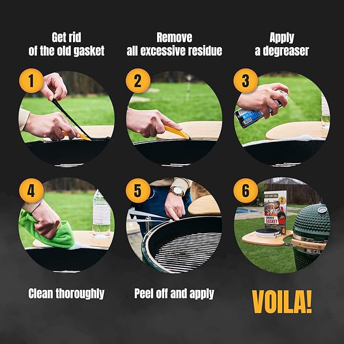 XXL 20 FT Grill Gasket for Smokers - Black 1/2’’ x 1/8’’ Hi Temp Seal Smoker Gasket – 2-Pack x 10 FT Self Stick Black Nomex Fire Tape for BBQ Lid – High Heat Temperature Material Replace